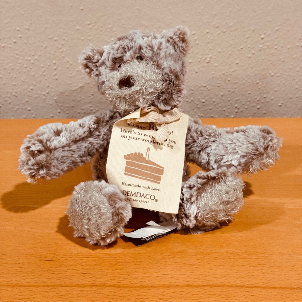 Demdaco Plush Toy Unisex Small Brown Giving Bear Happy Birthday Gift Soft Fluffy